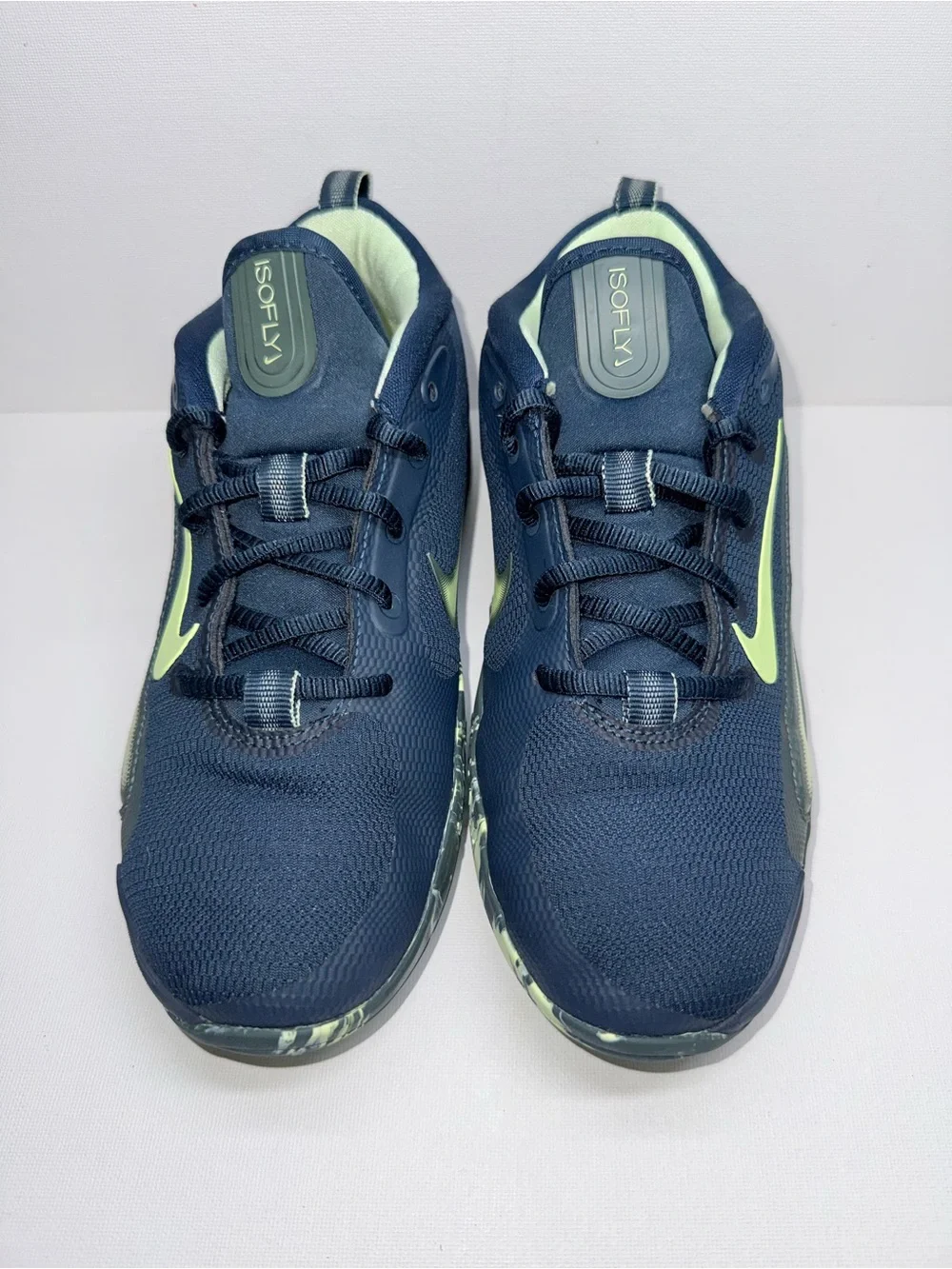 Nike Kids' IsoFly Basketball Shoe - Navy/Green SIZE 5Y